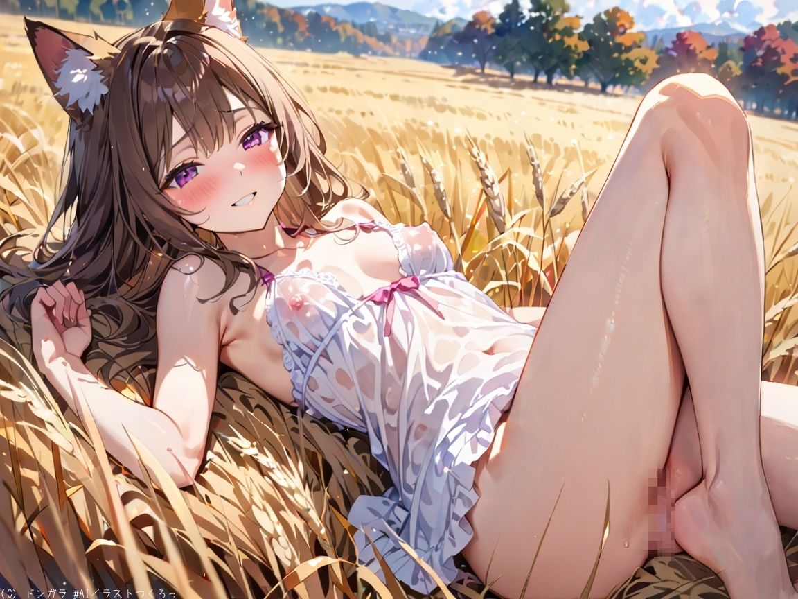 サンプル画像4:AIイラストCG集77  ザ・露出 狐耳美少女  カテリーナ・フェリーニ(ドンガラAI美少女イラスト支部) [d_564039]