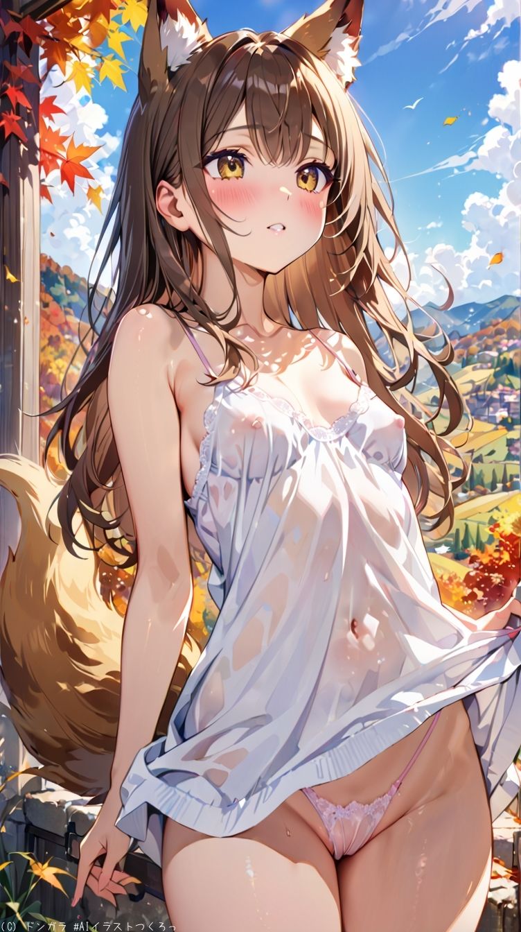 AIイラストCG集77 ザ・露出 狐耳美少女 カテリーナ・フェリーニ 画像8