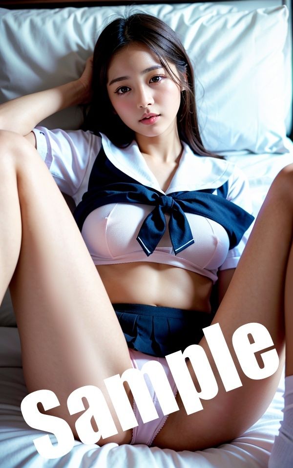 サンプル画像2:寝台列車で露出系撮影会  Vol1.セーラー服編(痴女ステンドグラス) [d_564196]