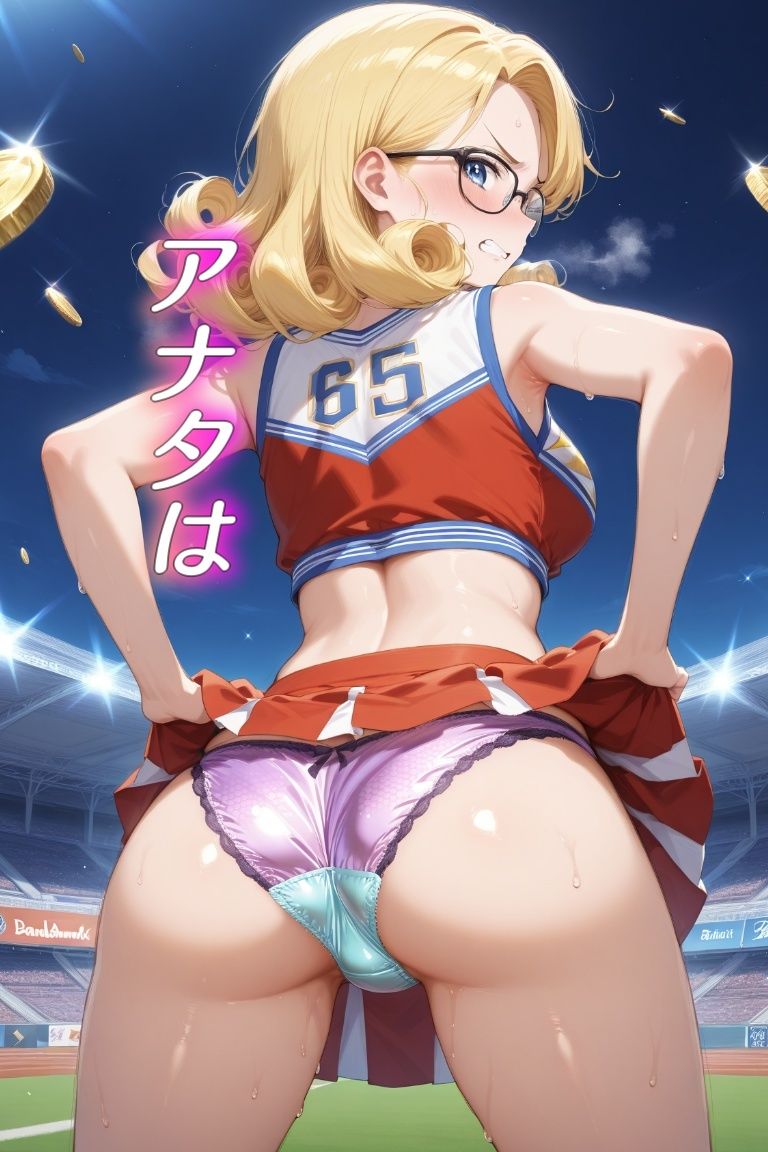 サンプル画像5:嫌な顔でパンツ見せてくる女の子〜チアリーダー編〜(AIパンツ部) [d_564679]