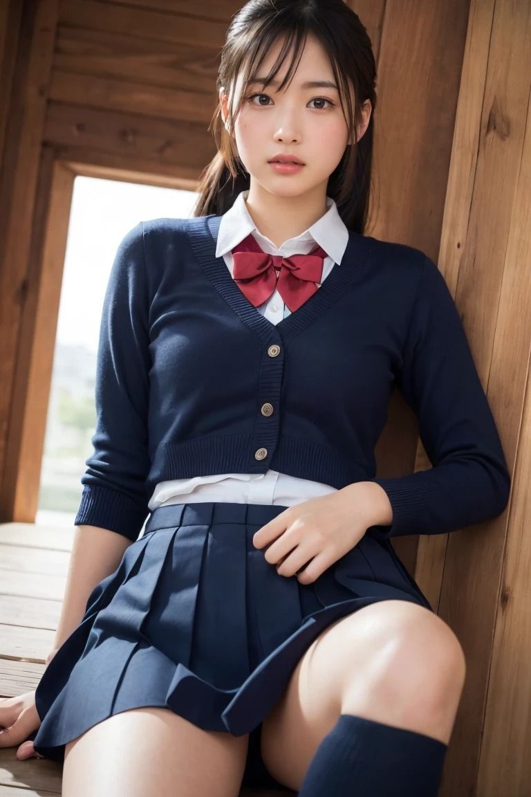 サンプル画像1:教室の秘密 2:ほどかれていく心と服(AI美女ギャラリー) [d_565044]