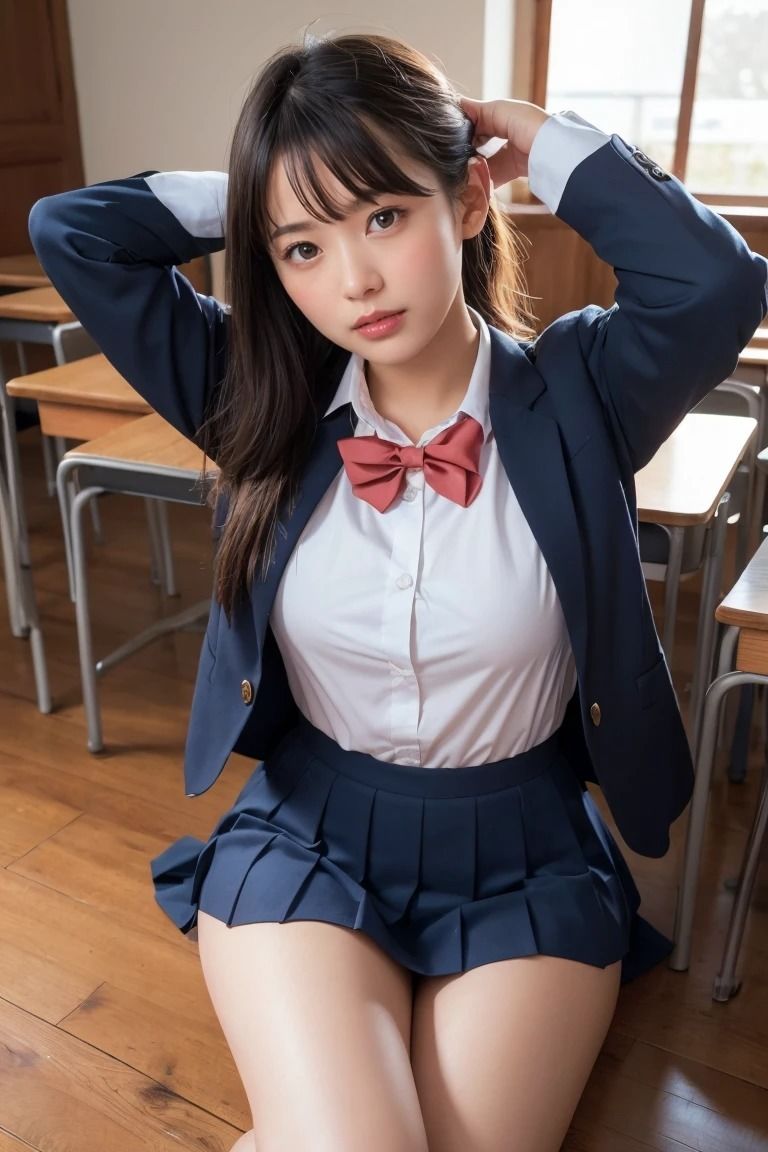 サンプル画像2:教室の秘密 2:ほどかれていく心と服(AI美女ギャラリー) [d_565044]