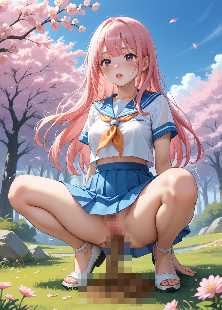 サンプル画像4:【216枚・4K】花見デートで我慢できずうんちおもらし 2 （制服ver.）(スカトロ製作所) [d_565385]