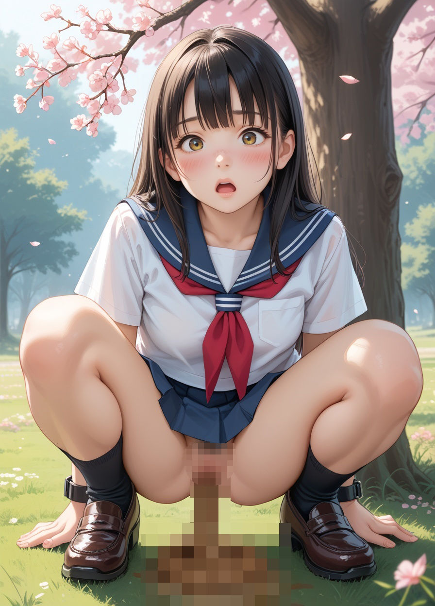 【エロ漫画】【216枚・4K】花見デートで我慢できずうんちおもらし 2 (制服ver.)7