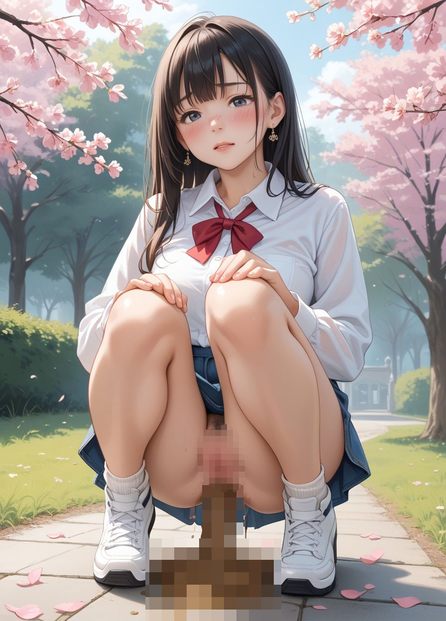 【エロ漫画】【216枚・4K】花見デートで我慢できずうんちおもらし 2 (制服ver.)9