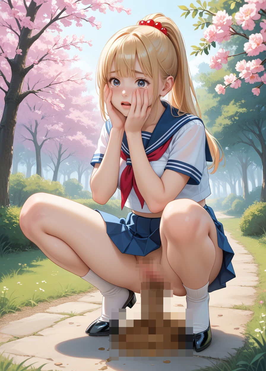 【エロ漫画】【216枚・4K】花見デートで我慢できずうんちおもらし 2 (制服ver.)10