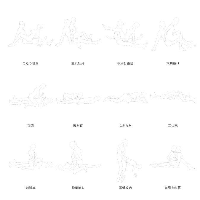 サンプル画像5:【トレース・参考・加工OK】男女のSEX線画ポーズ素体集/表48手（上）【24ポーズ・全360点・5方向ビュー付き】(素材WIZPACK) [d_565562]