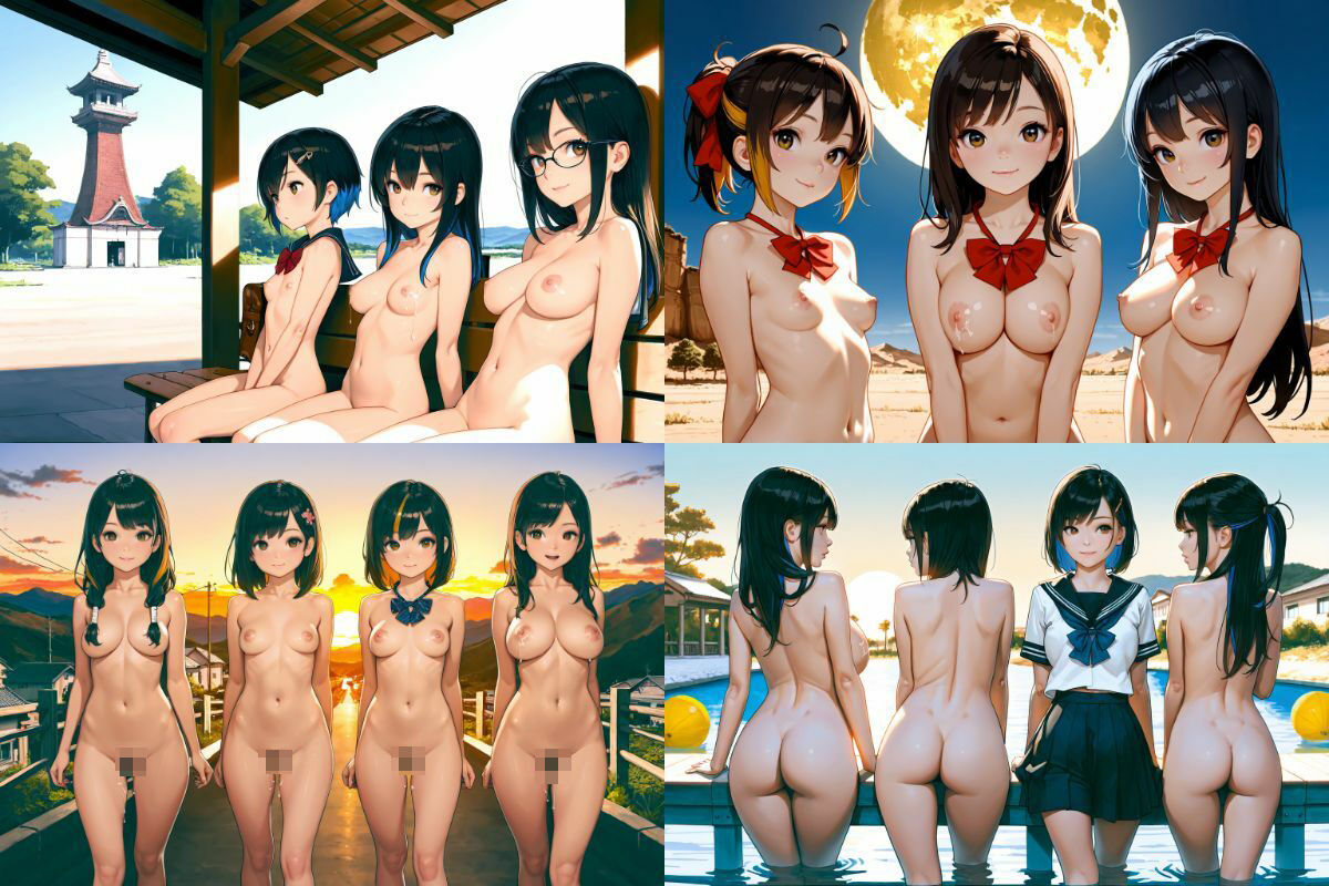 3P！4P！仲良しJK美少女たちの野外ヌード写真集！【1536x1024高画質サイズ！SDXL美麗画像厳選300枚以上！】 画像2