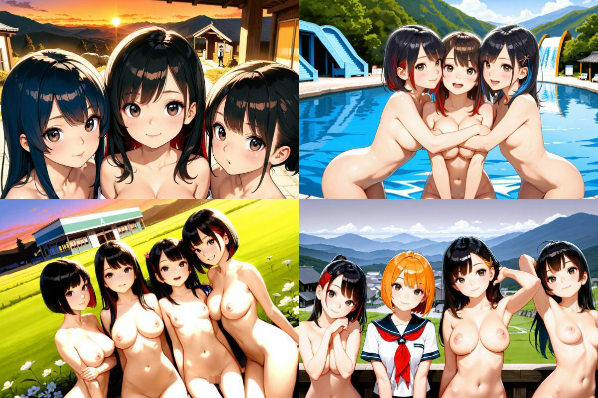 3P！4P！仲良しJK美少女たちの野外ヌード写真集！【1536x1024高画質サイズ！SDXL美麗画像厳選300枚以上！】 画像4
