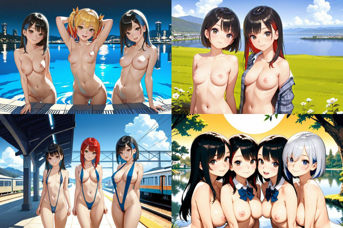 3P！4P！仲良しJK美少女たちの野外ヌード写真集！【1536x1024高画質サイズ！SDXL美麗画像厳選300枚以上！】 画像6
