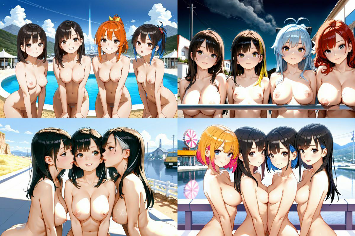 3P！4P！仲良しJK美少女たちの野外ヌード写真集！【1536x1024高画質サイズ！SDXL美麗画像厳選300枚以上！】 画像7