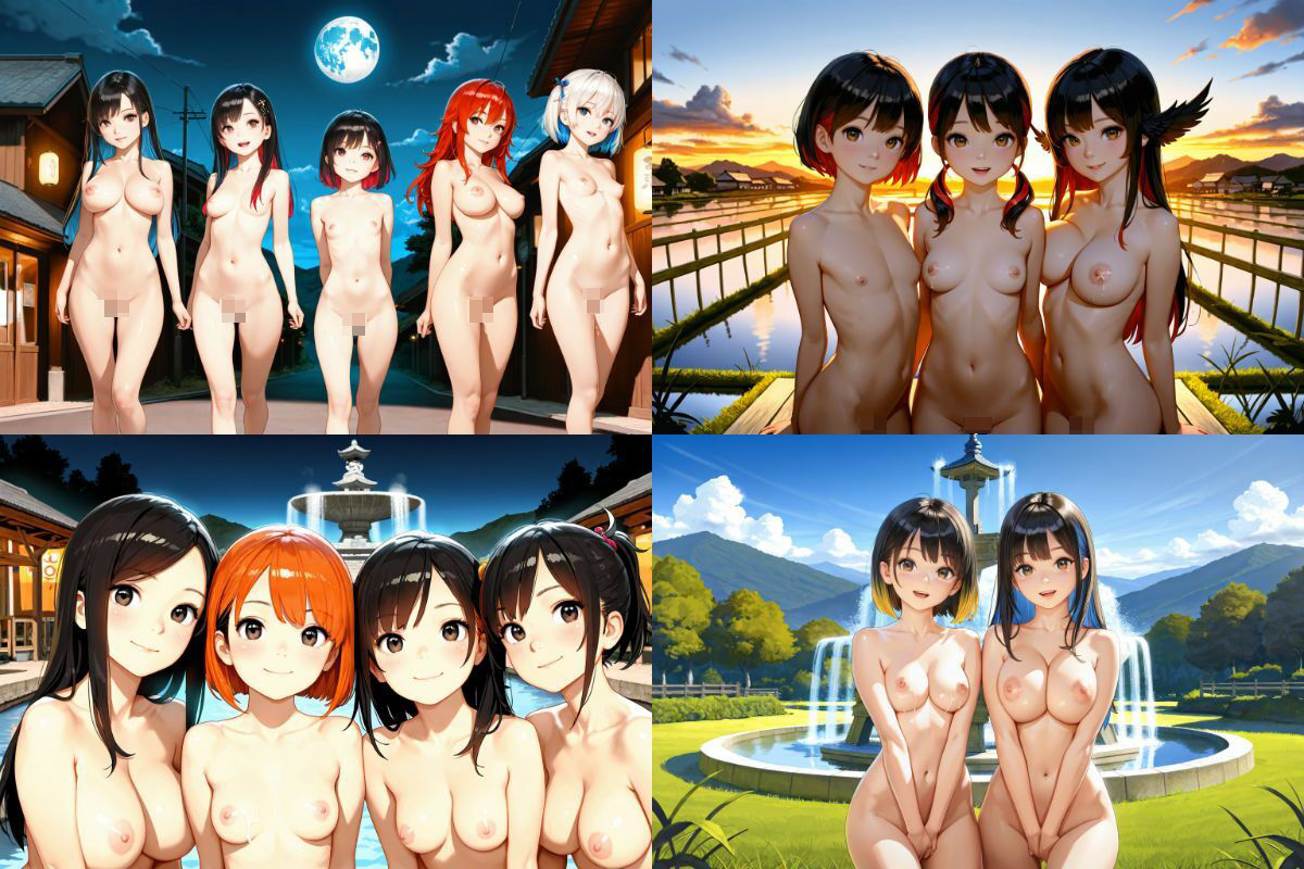 3P！4P！仲良しJK美少女たちの野外ヌード写真集！【1536x1024高画質サイズ！SDXL美麗画像厳選300枚以上！】 画像9