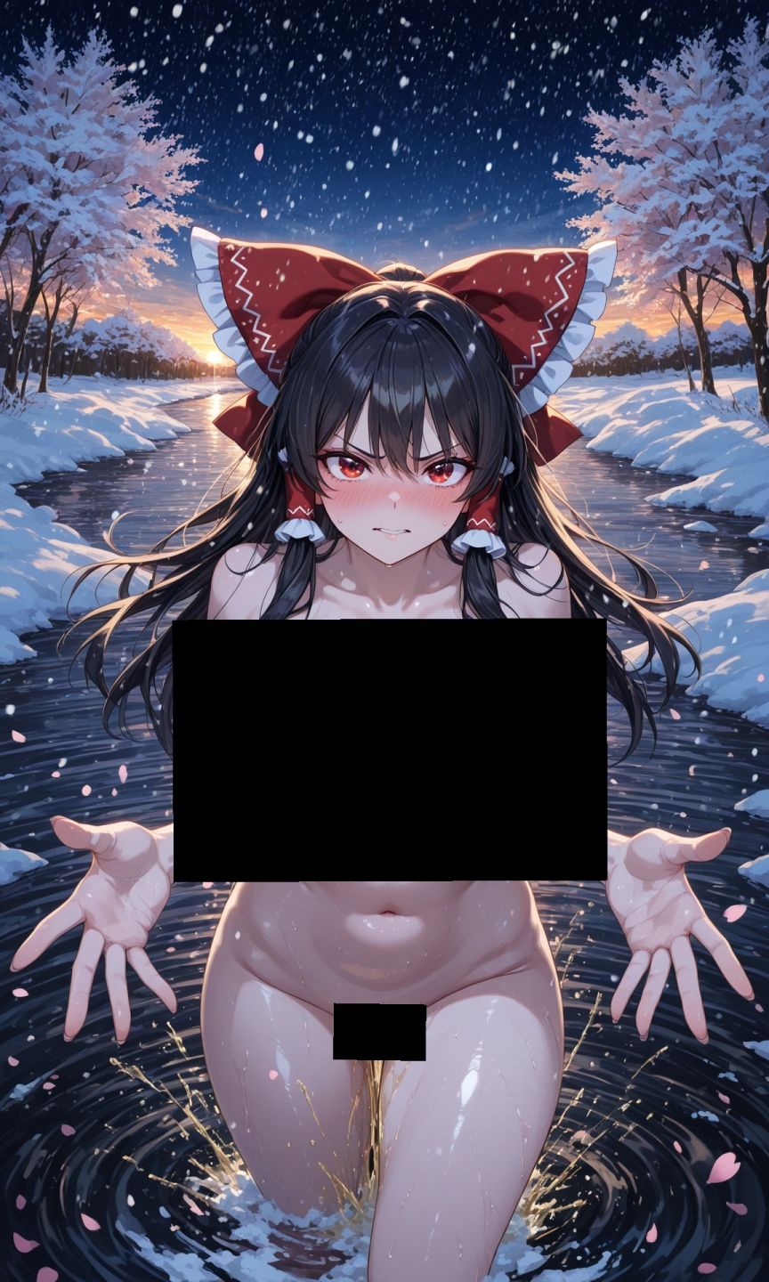 魔理沙は霊夢のえっちな写真を撮りたいようです。vol.46〜春の雪の夕方の川編〜 画像1