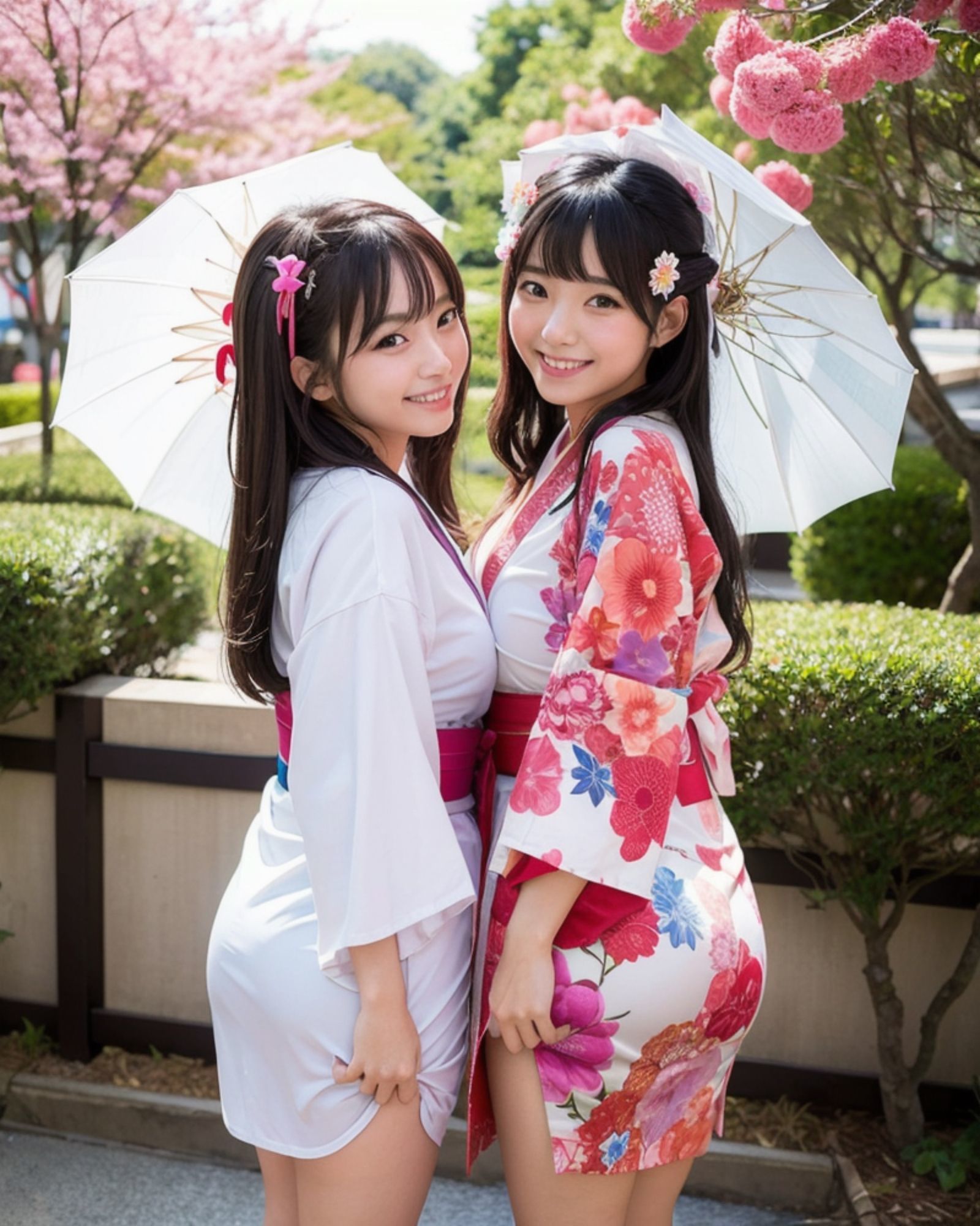 プレミアム美少女 2人組 着物コスプレ モザイク無し 画像1