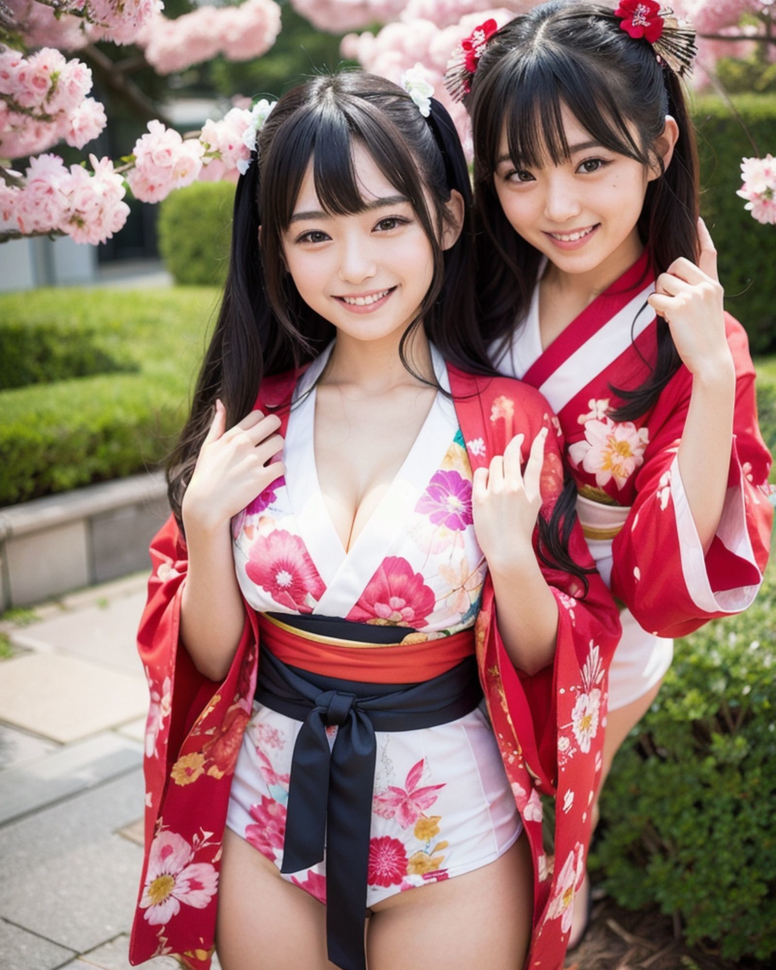 プレミアム美少女 2人組 着物コスプレ モザイク無し 画像3