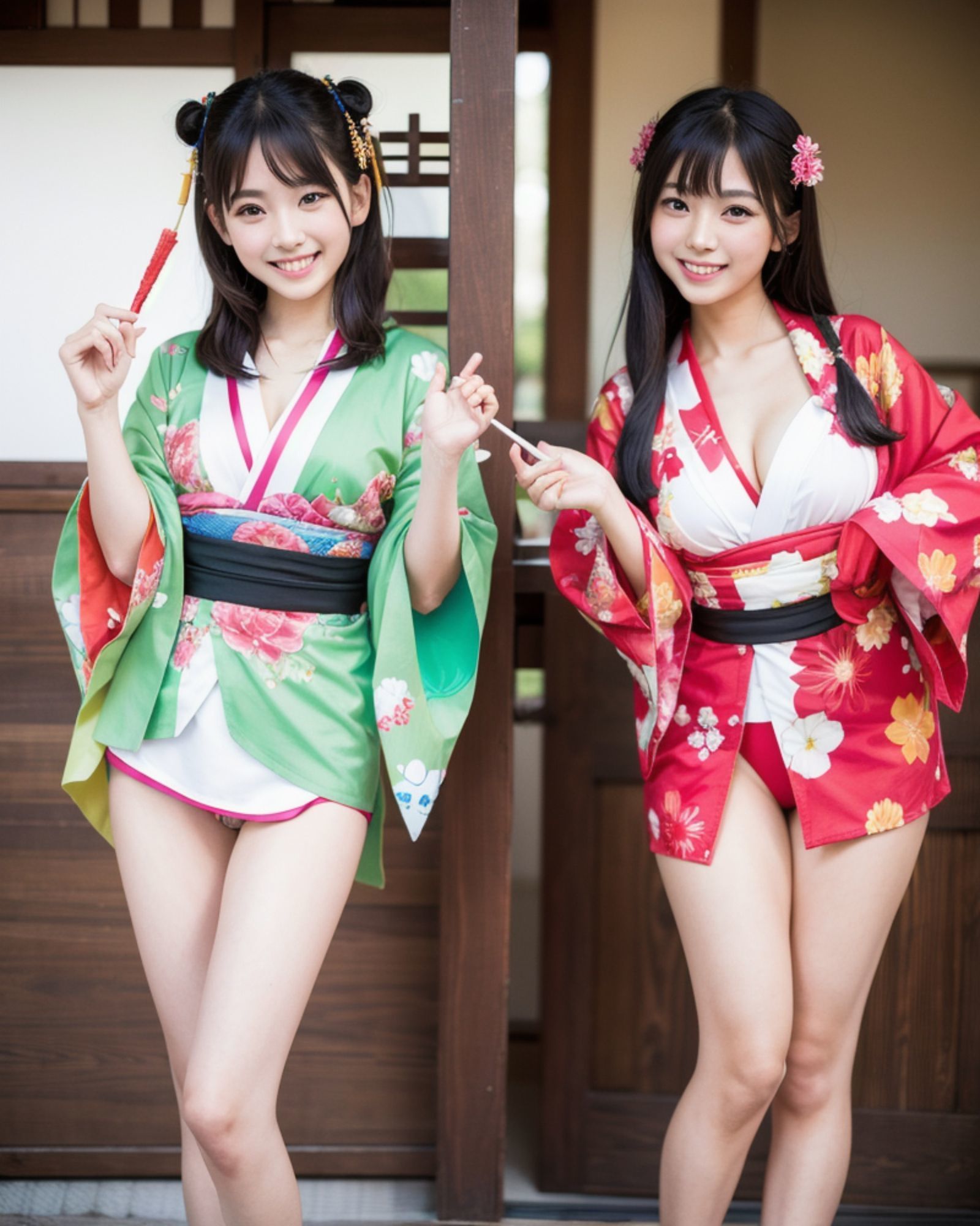 サンプル画像4:プレミアム美少女 2人組  着物コスプレ  モザイク無し(プレミアムとうもころし) [d_565695]