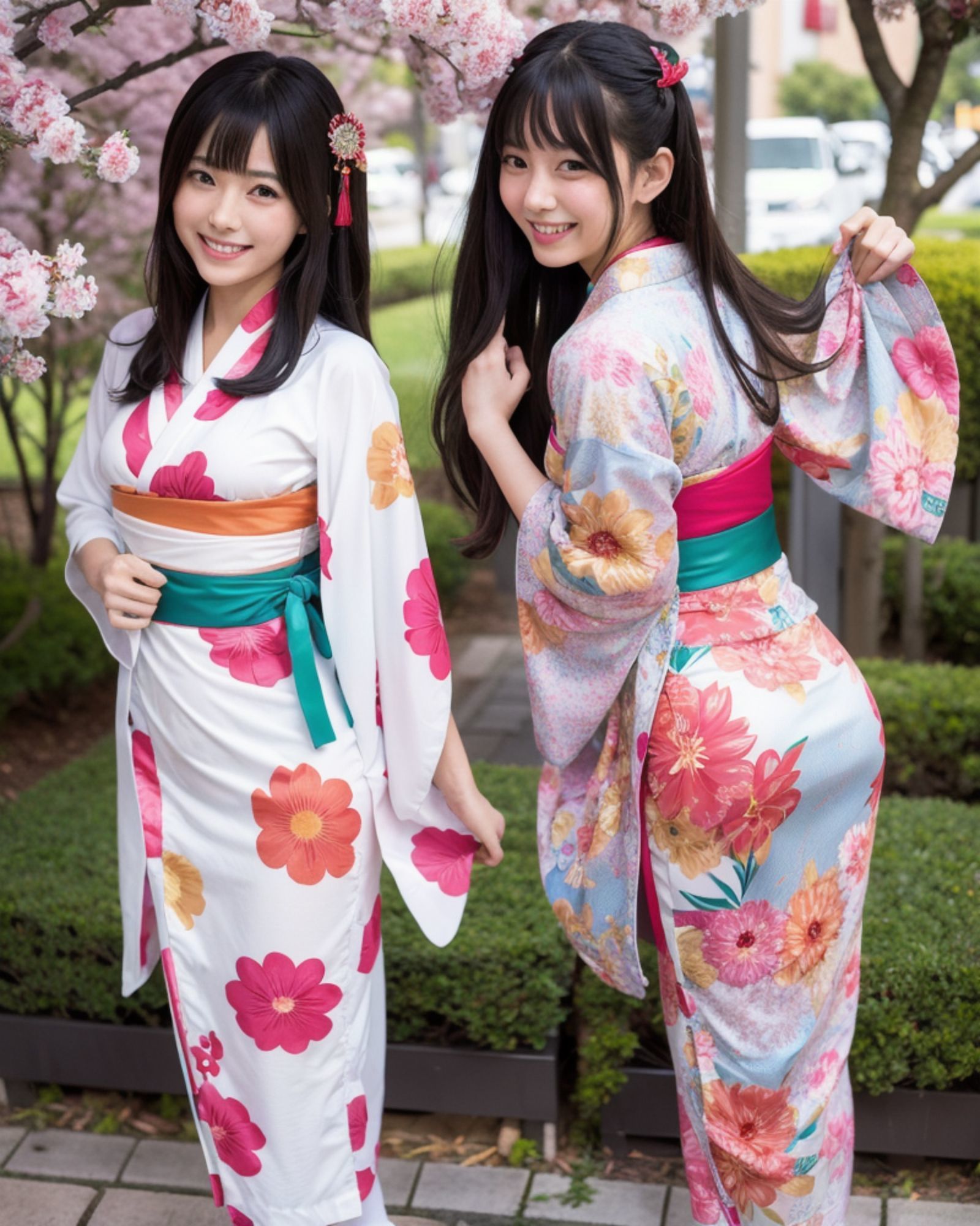 プレミアム美少女 2人組 着物コスプレ モザイク無し 画像5