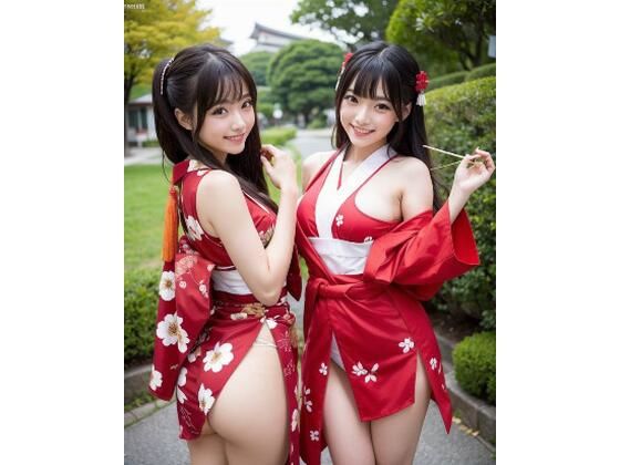 プレミアム美少女 2人組  着物コスプレ  モザイク無し