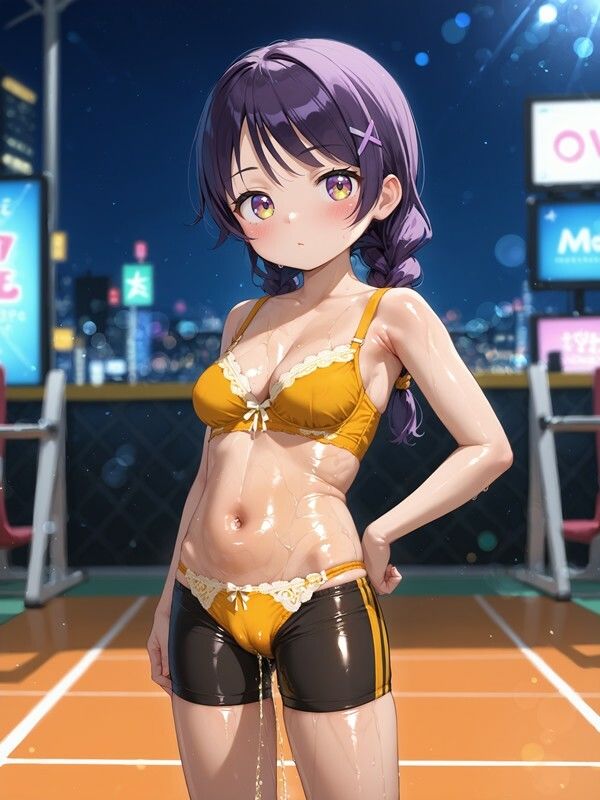 スパッツっぽいのをはいたかわいい女の子がパンツをはいたままおしっこをおもらししている画像集2 画像8