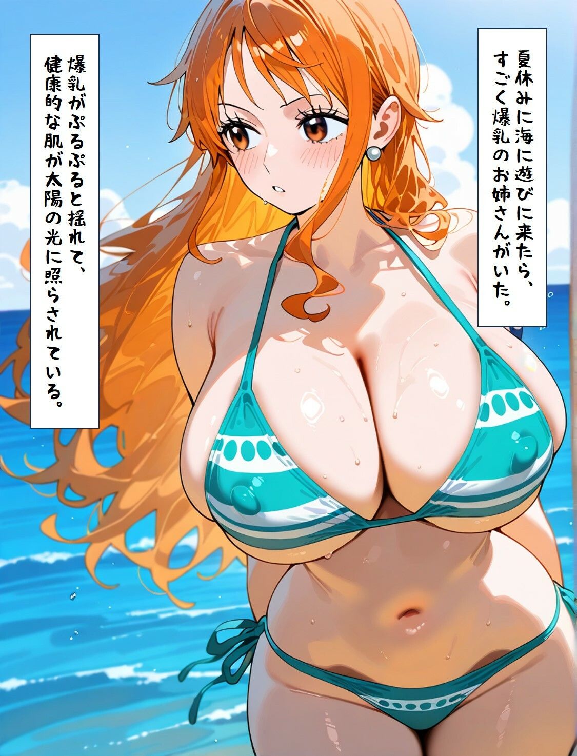 ナミさんと海で甘々えっち 画像1