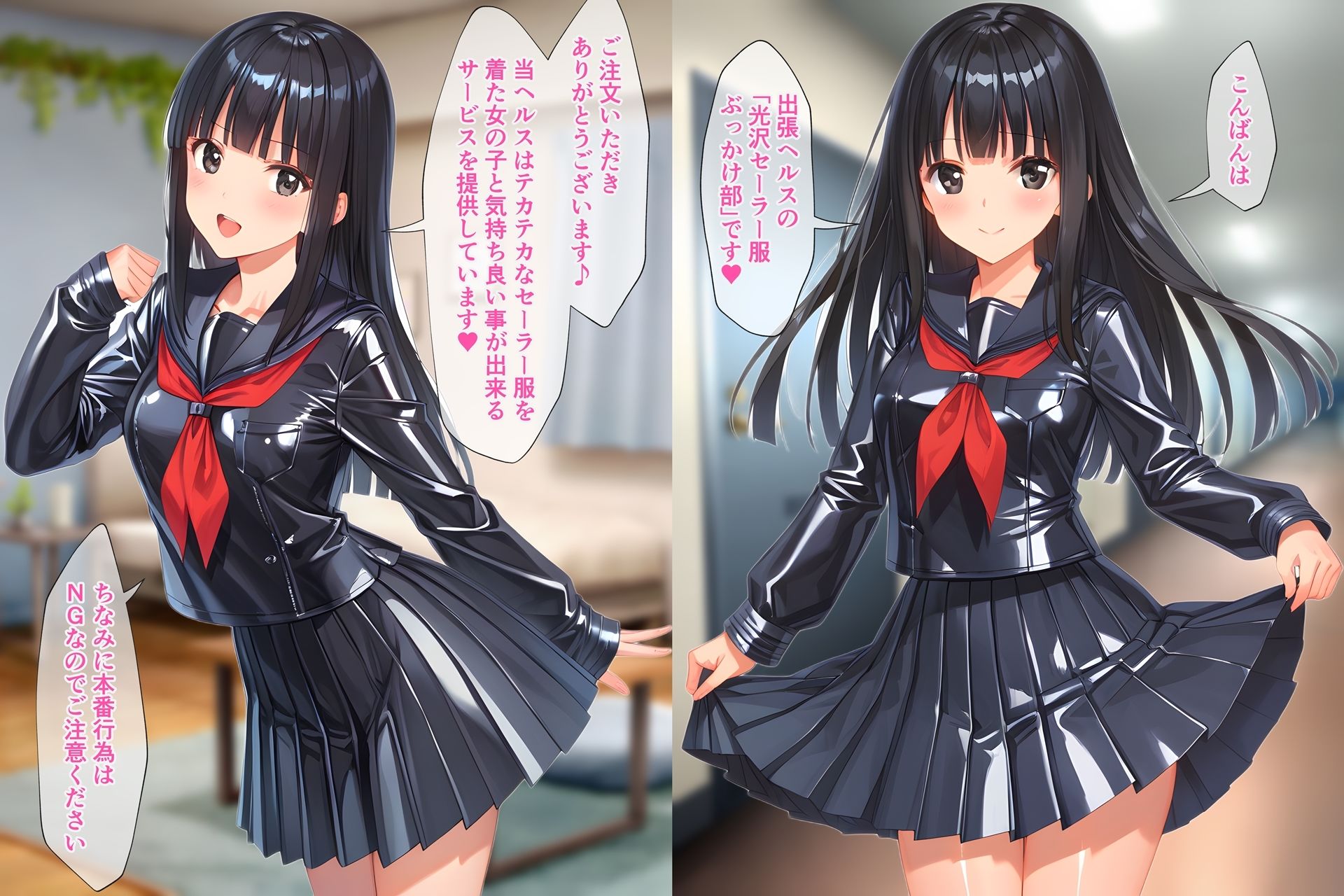 光沢セーラー服着衣ぶっかけ 画像1