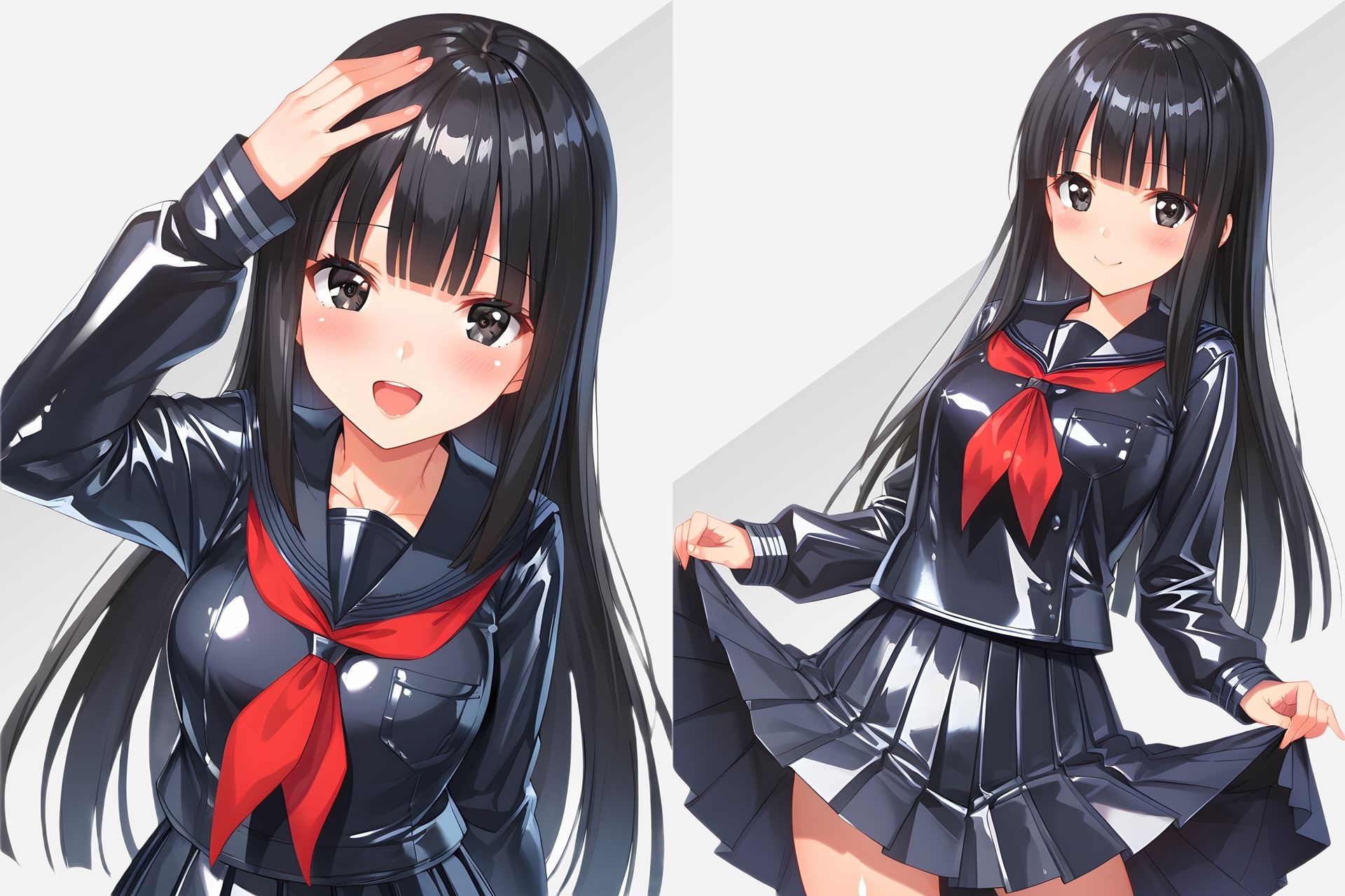 光沢セーラー服着衣ぶっかけ 画像2