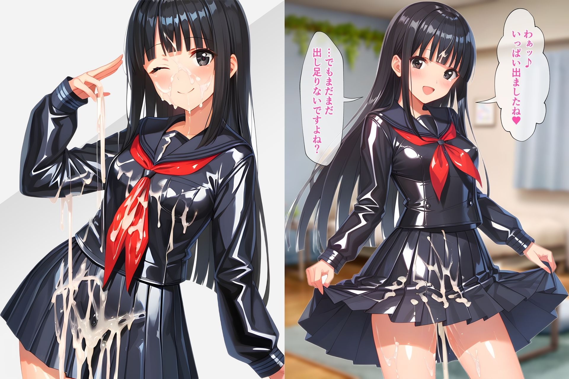 光沢セーラー服着衣ぶっかけ 画像8