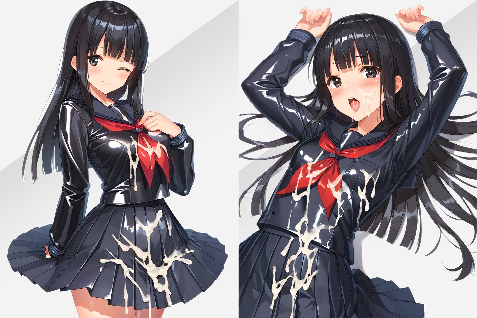 光沢セーラー服着衣ぶっかけ 画像9