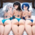 フェチコレVol.64 水着姿でベッドに横たわる3人の美女とお尻を眺めるだけ【総枚数250枚】