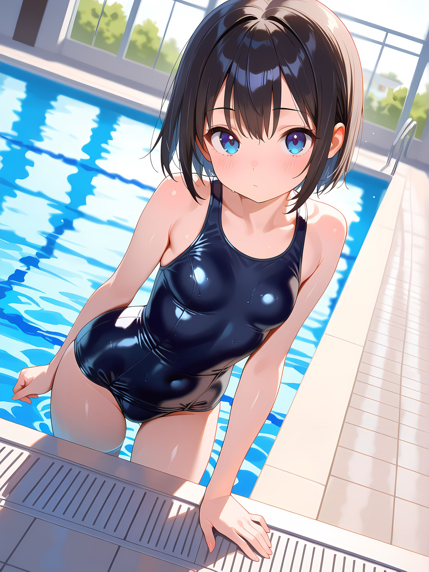 プールでスク水女子とイチャイチャ! 画像1