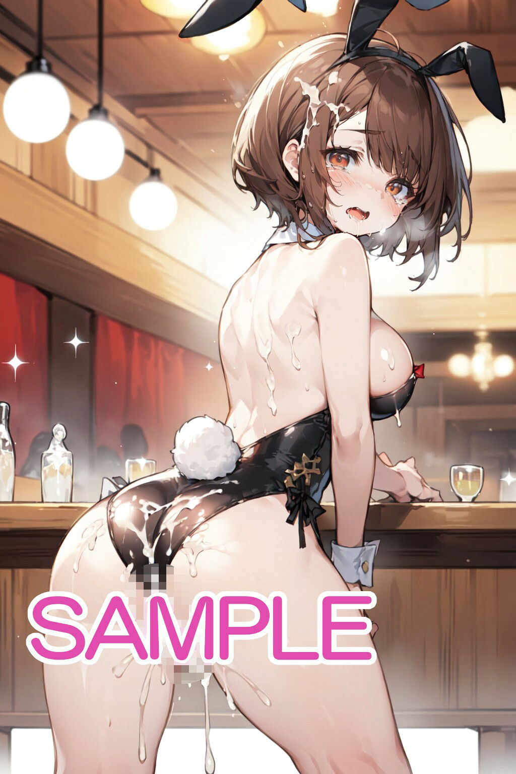 サンプル画像3:茶髪ショートで黒バニーガールな女の子とバーで・・・(へびの皮) [d_567232]