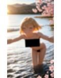 金髪貧乳美少女のえっちな写真集vol.23〜春の晴れた朝の川編〜