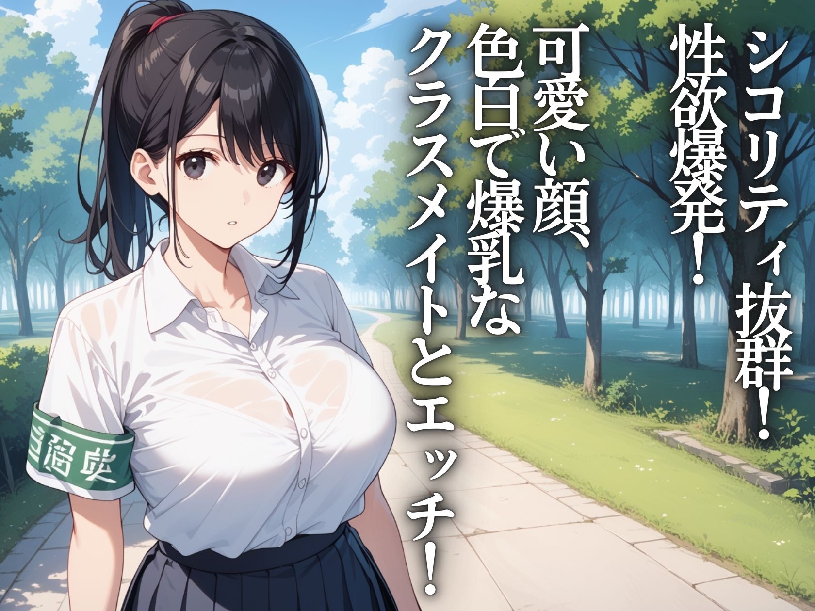 サンプル画像1:爆乳学園〜風紀委員のデカパイが風紀を乱しているので種付け逆性指導してやった(うおでっか) [d_568103]