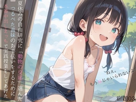 夏休みの自由研究に「動物の交尾」選んだつるぺた義妹のお手伝いをするために本番中出しえっちで実践授業をしてあげる03【ロリもち】