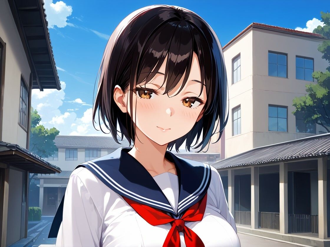 制服×スク水 巨乳妹といちゃらぶSEX 画像2