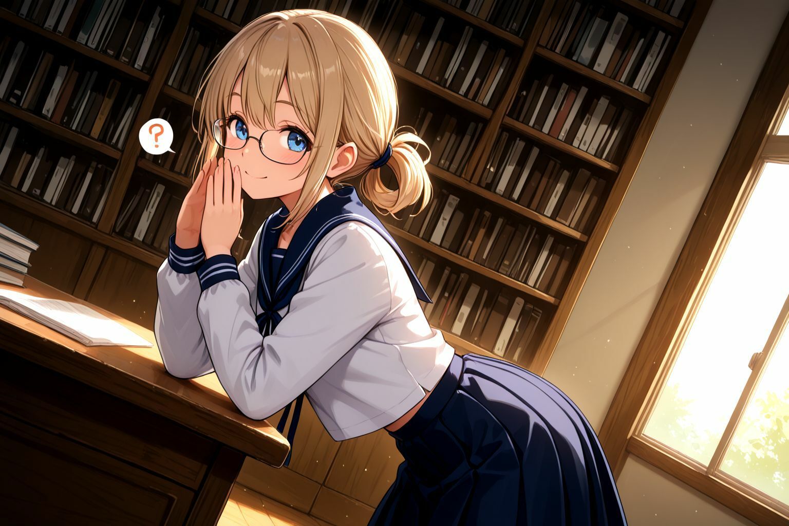 サンプル画像1:ミックスガールズコレクション  美少女図書委員のメガネっ娘と図書館でえっちなお勉強(えちえち) [d_568521]