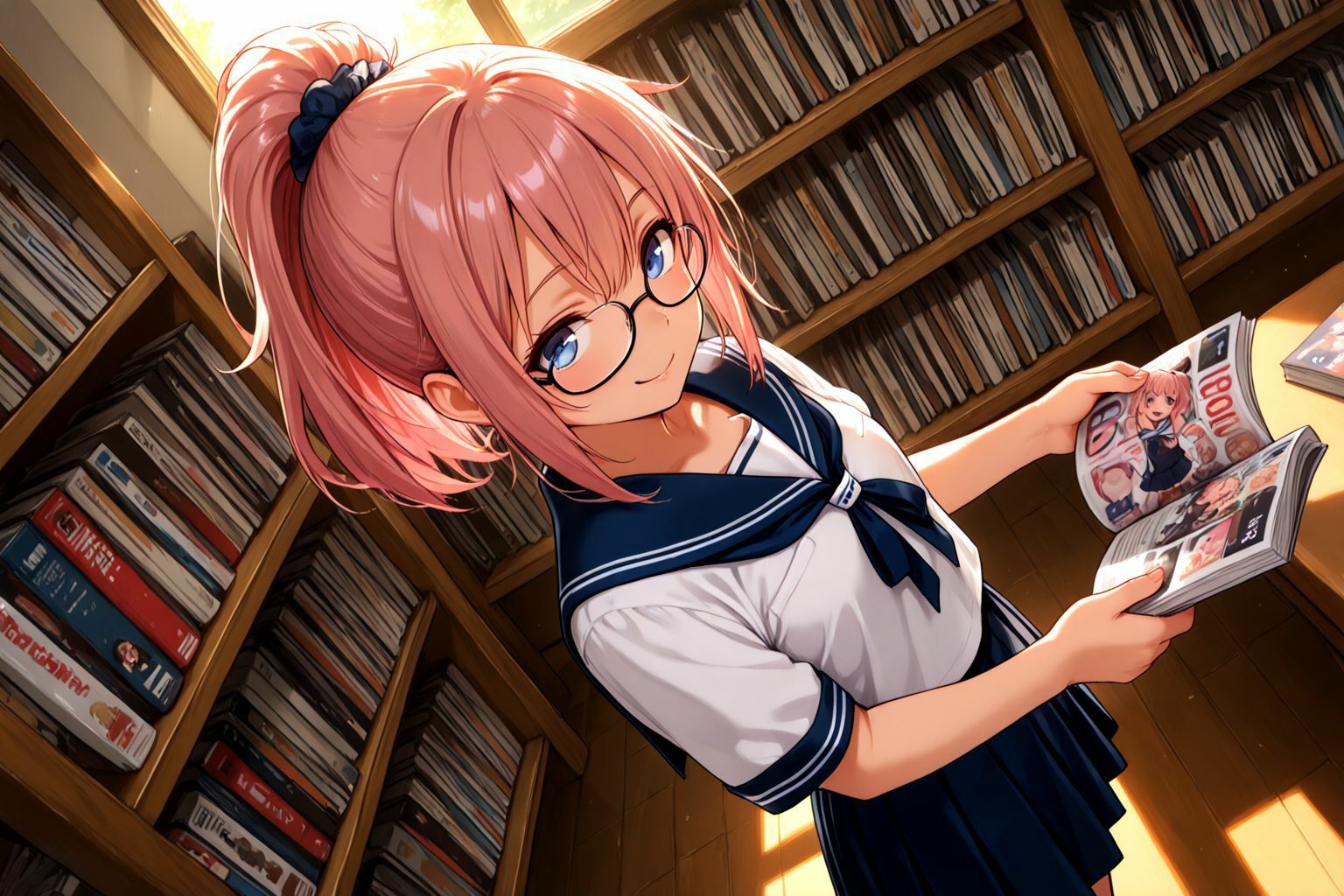 サンプル画像2:ミックスガールズコレクション  美少女図書委員のメガネっ娘と図書館でえっちなお勉強(えちえち) [d_568521]