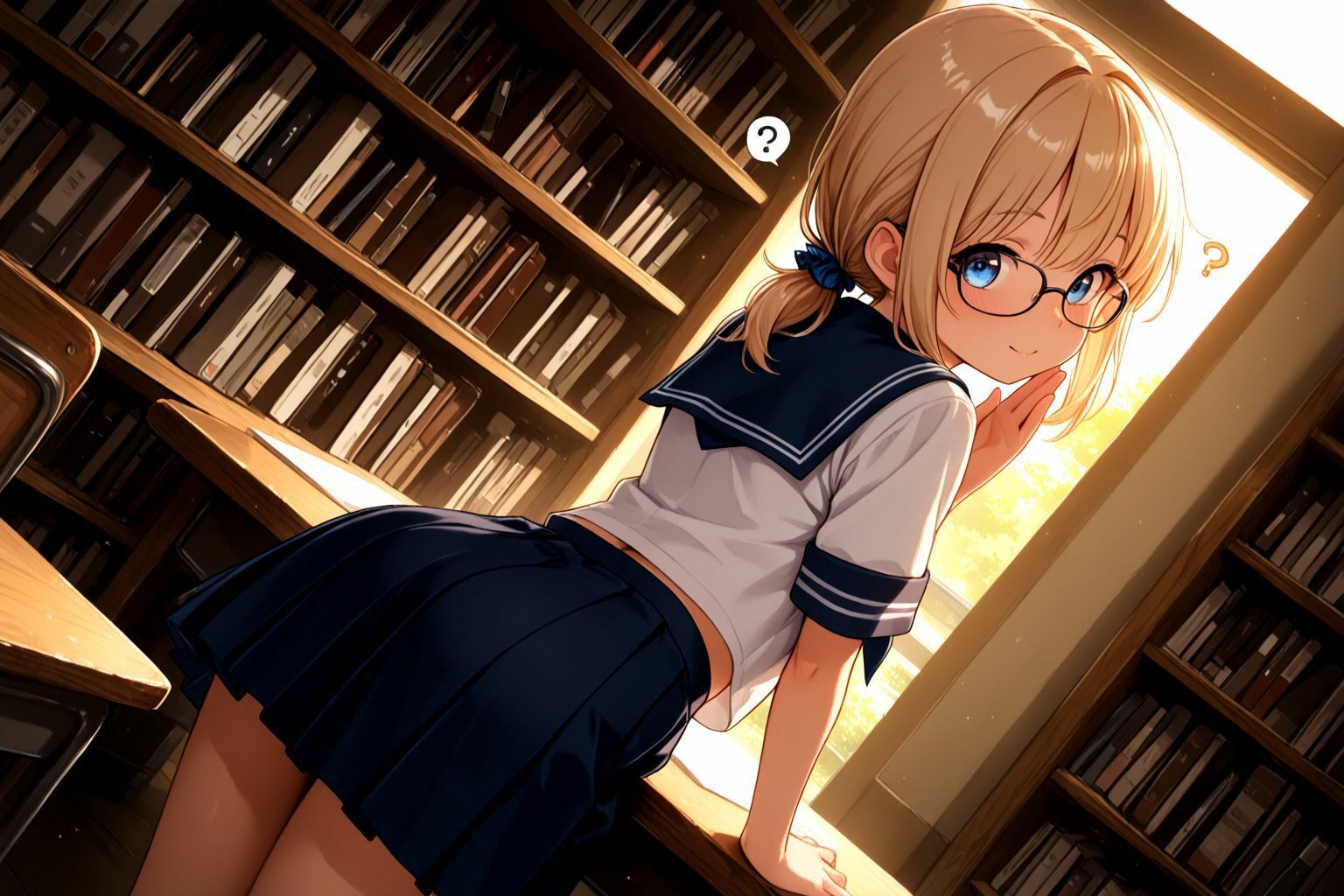 サンプル画像1:ミックスガールズコレクション  美少女図書委員のちっぱいメガネっ娘と図書館でえっちなお勉強(えちえち) [d_568544]