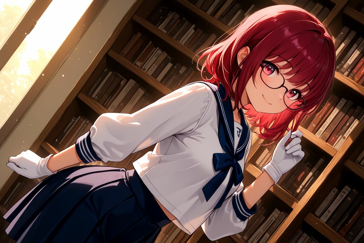 サンプル画像2:ミックスガールズコレクション  美少女図書委員のちっぱいメガネっ娘と図書館でえっちなお勉強(えちえち) [d_568544]