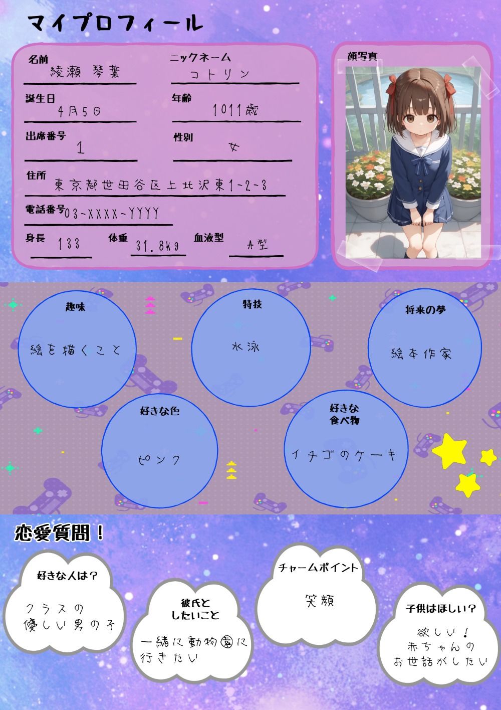 東京桜女学園 A組 プロフィール帳 画像1