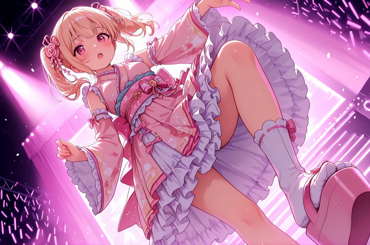 ミックスガールズコレクション 和服ミニスカ衣装のご当地ちっぱい美少女アイドルとえちえち打ち上げセックス 画像3