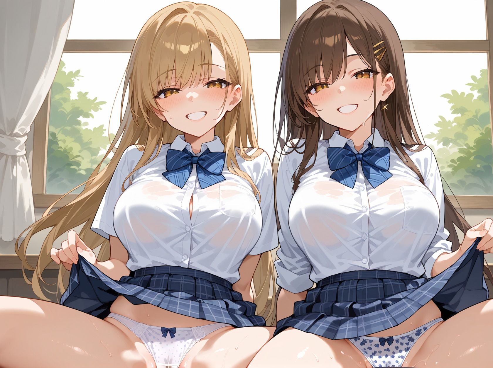 神爆乳女子校生 制服を着たまま複数プレイでフル勃起不可避!? 画像1