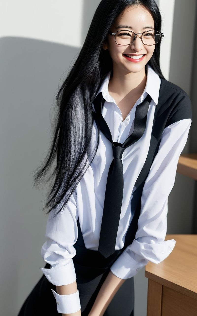 サンプル画像3:AI美女写真集┃眼鏡美人(AI美女写真集┃清楚な大人) [d_569542]