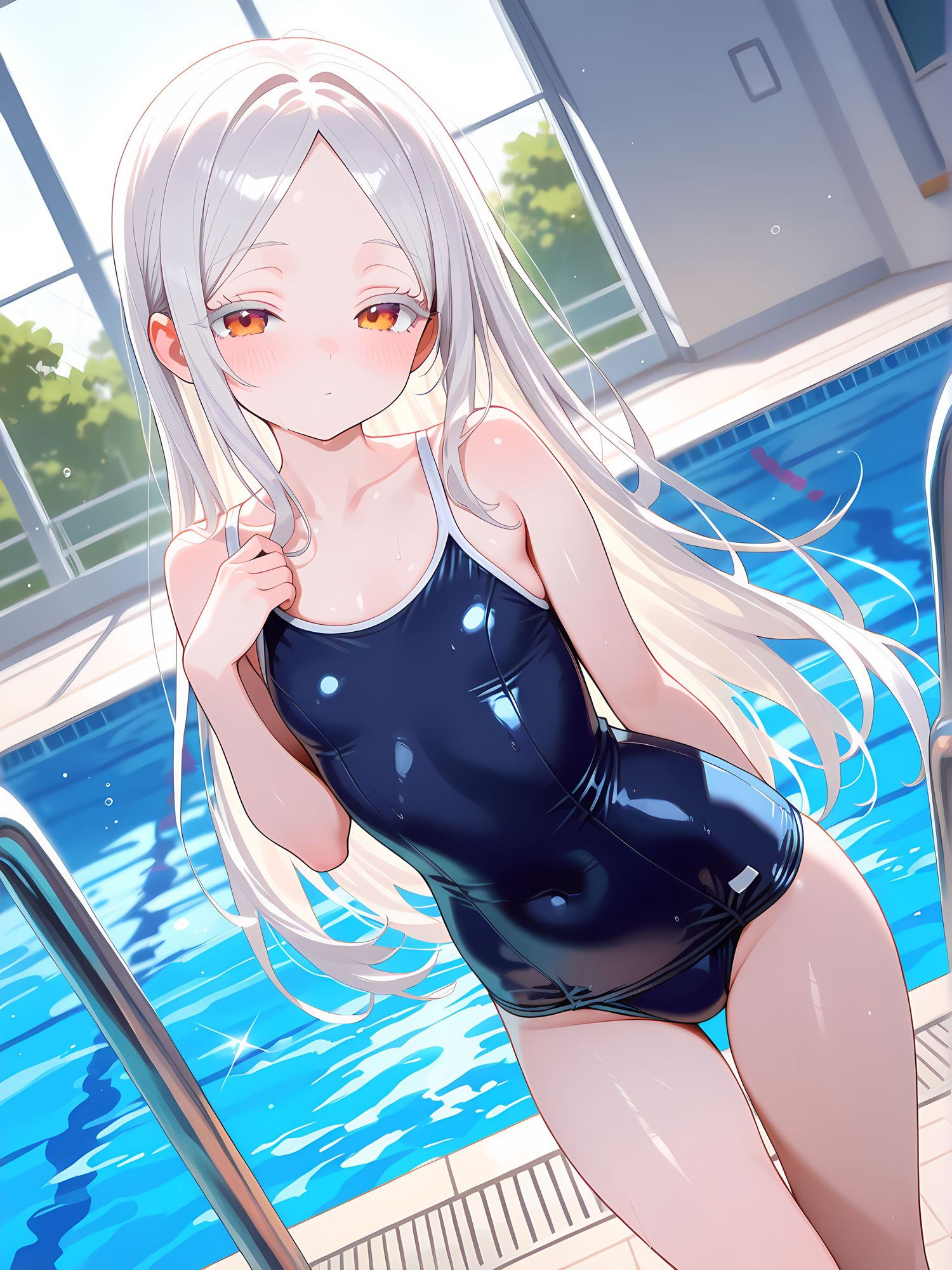 サンプル画像1:プールでスク水女子とイチャイチャ！3(にょすらもっち) [d_569938]