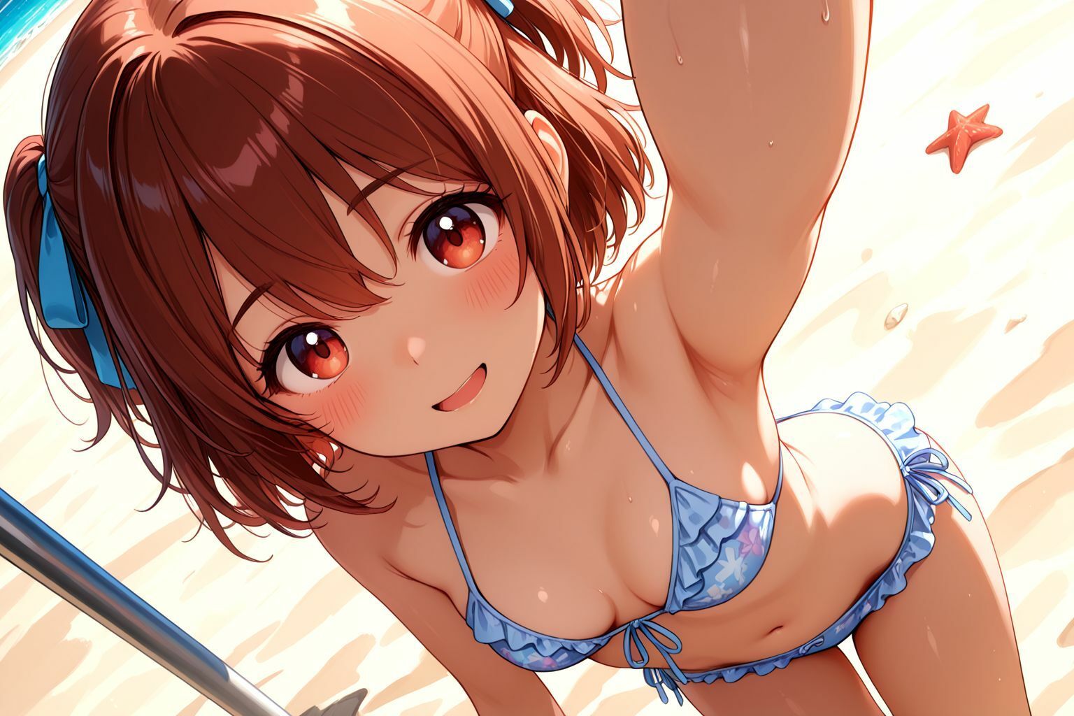 ミックスガールズコレクション  ちっぱい女の娘と海辺でイチャイチャセックス 画像1
