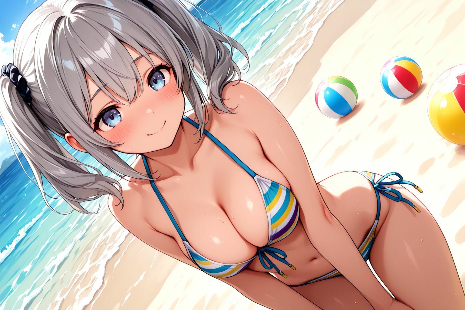 サンプル画像2:ミックスガールズコレクション  美少女ビキニな女の娘と海辺でイチャイチャセックス(えちえち) [d_570002]