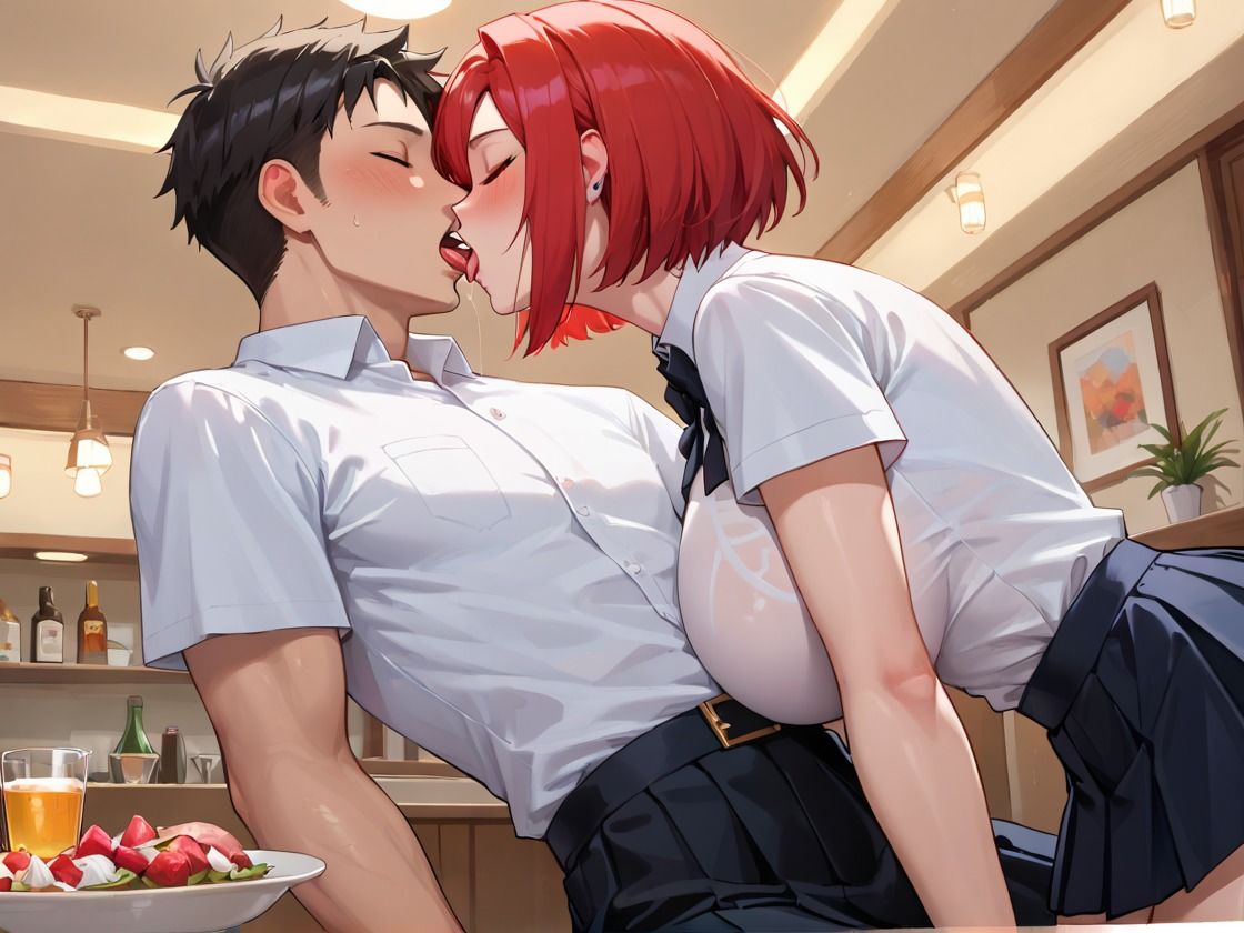 サンプル画像1:赤毛巨乳ウェイトレスのHな接待(ふわまる) [d_570051]