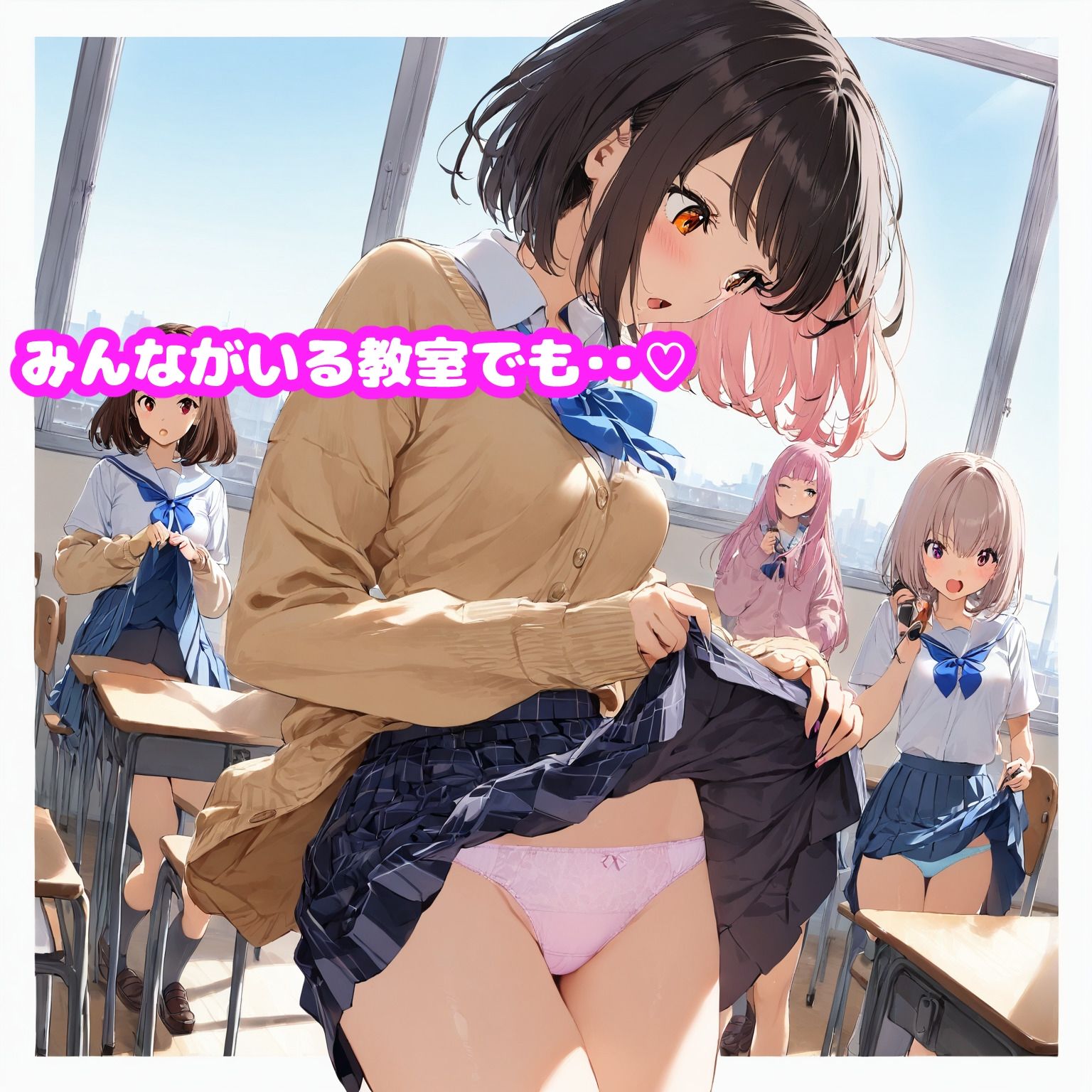 サンプル画像2:スカートをたくし上げて見せることが日常になった世界  JK編(ねこあいろん) [d_570172]