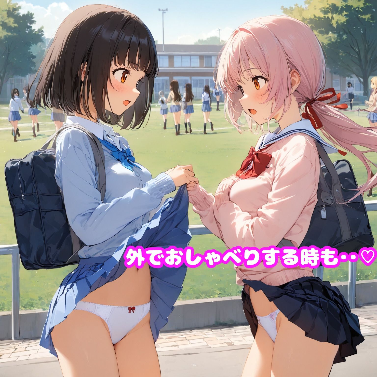 スカートをたくし上げて見せることが日常になった世界 JK編 画像3