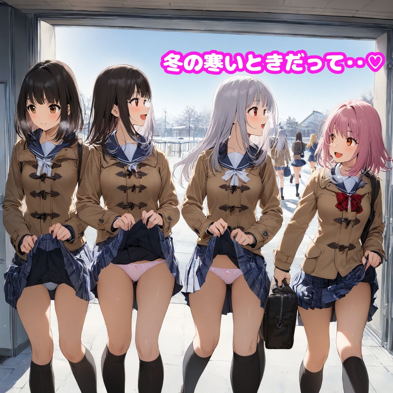 サンプル画像4:スカートをたくし上げて見せることが日常になった世界  JK編(ねこあいろん) [d_570172]